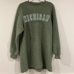 Missguided forest green shearling sweater dress